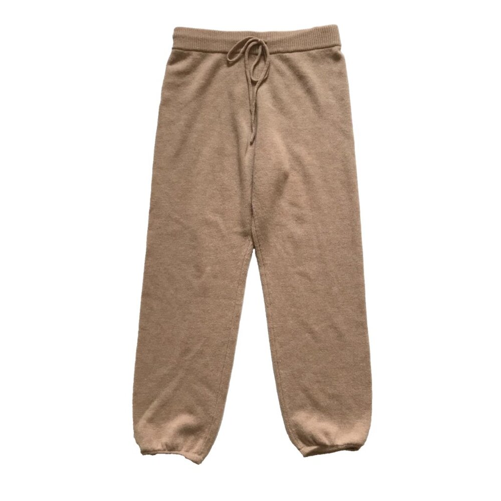 The Westside Eva Knit Jogger Pants Womens Large Brown Tan Wool Cashmere Cuffed